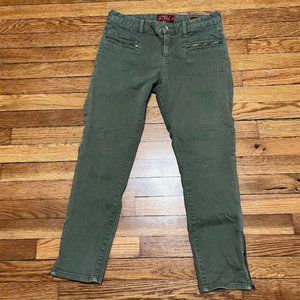 Lucky Brand Jeans Womens Size 8/29 Leyla Capri Pants Green Cropped Ankle Zips